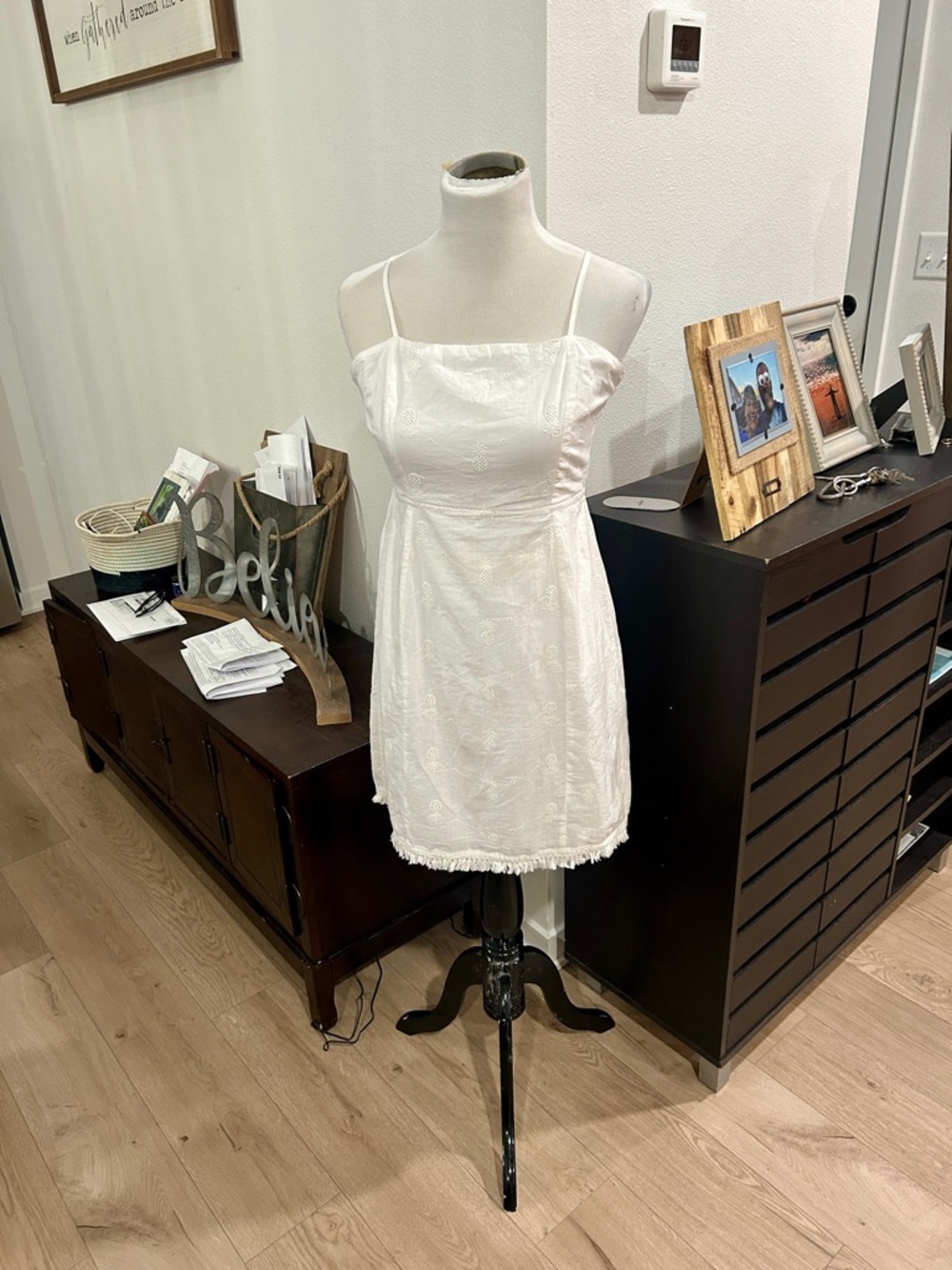 Japan White Spaghetti-Strap Mini Dress